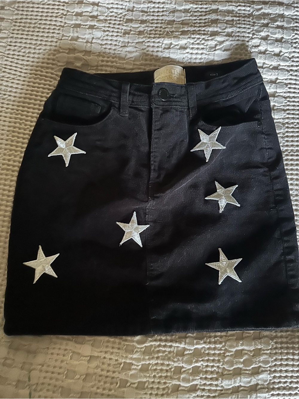 Corduroy Black Star Mini Skirt - Judith March